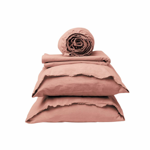 Garment Washed Percale Pink Sandstone Bedding